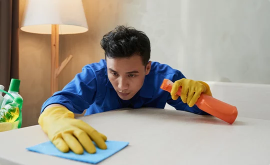 male cleaner table cleaning